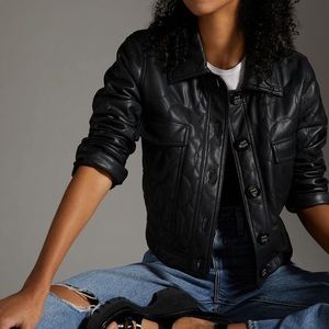 Maeve Faux Leather Quilted Jacket